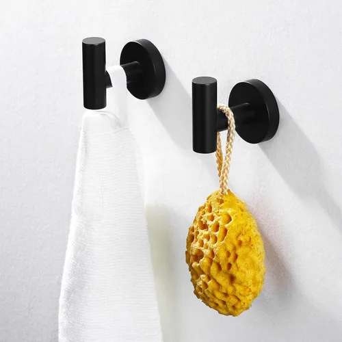 Vista 8 de KES Gancho para toallas de baño, gancho para bata, ducha, cocina, ganchos para colgar en la pared, montaje en pared, acero inoxidable SUS 304, negro