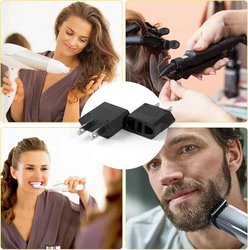 Vista 6 de 6 Pack Adaptador de Enchufe Europeo a EE. UU., Adaptador de Enchufe de Salida Europeo a Americano Pequeño para Viajes, Adaptador de Enchufe Europeo