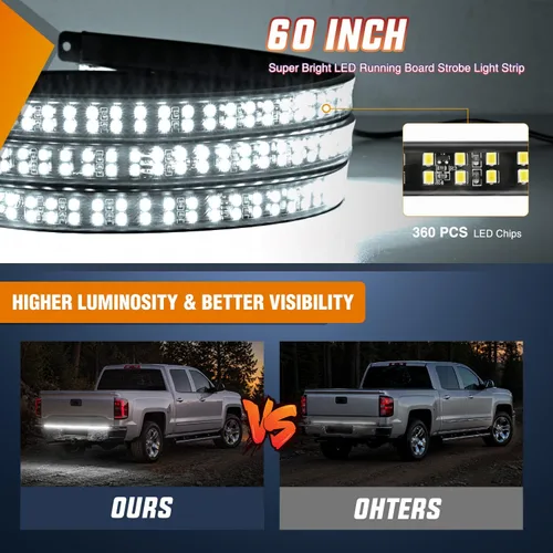 Vista 25 de Nilight - Tira de luz LED para plataforma trasera de 30 pulgadas de UTV, 204 LED, luces de freno ámbar, luces intermitentes rojas, compatible