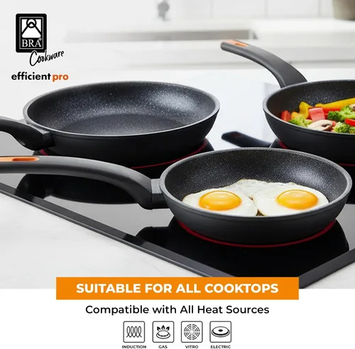Vista 6 de BRA COOKWARE Efficient Pro - Juego de 2 sartenes antiadherentes Sartén de aluminio fundido de 8+10.2 pulgadas Sartenes de revestimiento