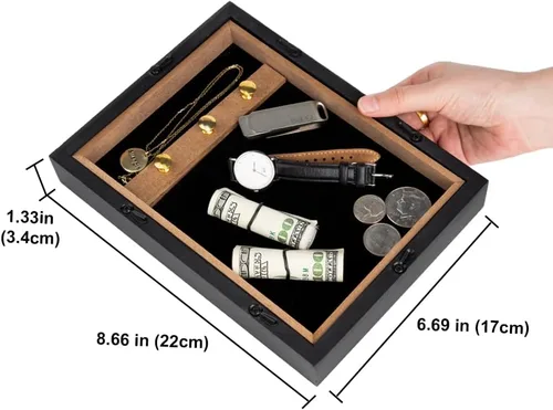 Vista 4 de Marco de fotos seguro para desviación, mini caja fuerte con compartimento secreto oculto para almacenar tu dinero, efectivo, joyas o hierbas
