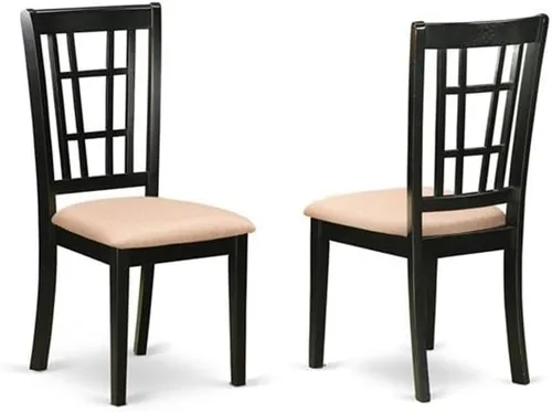 Vista 4 de East West Furniture DLNI3-BLK-C - Juego de comedor de 3 piezas que contiene una mesa de comedor redonda con gotas y 2 sillas de cocina tapizadas