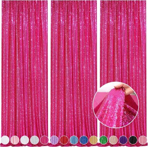 Vista 70 de 2 cortinas de 2 x 8 pies de lentejuelas con brillantina para marco de fotografía, para fiestas o fondos de fotografía