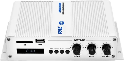 Vista 4 de Pyle Home Marine Amplificador de coche – 2 canales puente compacto 200 vatios RMS 4 OHM rango completo monobloque estéreo e impermeable – Receptor