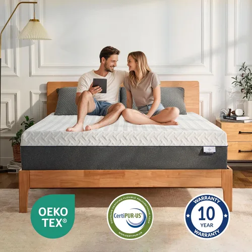 Vista 8 de Colchón Twin de 10 pulgadas para niños, tamaño Twin para litera y cama nido, espuma viscoelástica de gel de té verde para adultos y niños pequeños