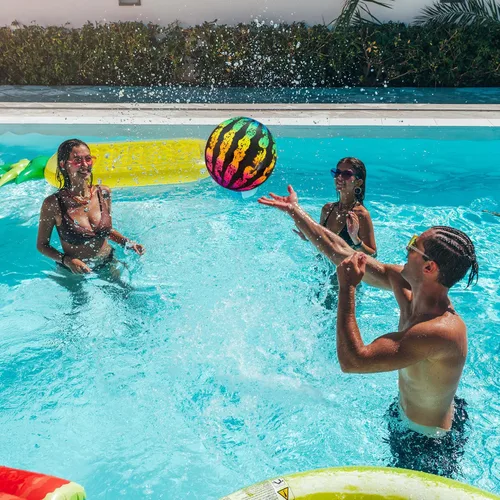 Vista 6 de Juego de pelota de piscina - Pelota de piscina de 9 pulgadas Juguetes inflables de piscina con adaptador de manguera, juego de piscina