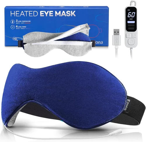 Vista 9 de Ezona Máscara térmica para ojos, máscara de compresión ocular cálida para ojos secos, almohadilla térmica eléctrica USB con control de temperatura