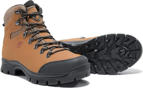 Vista 7 de CAMEL CROWN Botas de senderismo para hombre, de cuero auténtico
