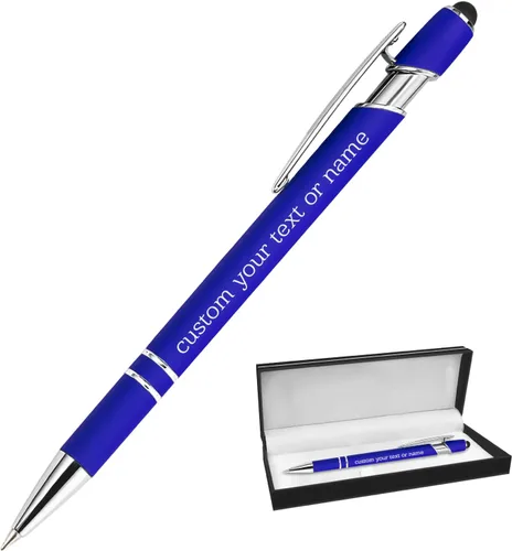 Vista 12 de Bolígrafos personalizados con nombre a granel, juego de bolígrafos personalizados, lápiz capacitivo grabado, logotipo, texto, regalo para negocios