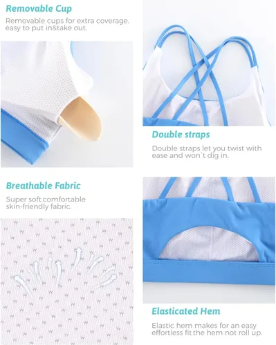 Vista 174 de Brasieres deportivos para mujer, con relleno, tipo camiseta sin mangas, sexis, con espalda cruzada, de alto impacto, largos, ideales para practicar