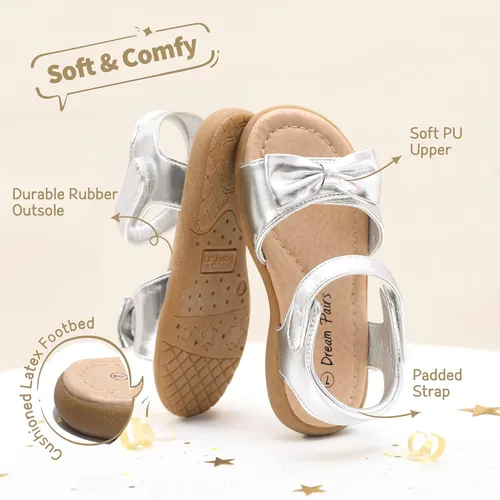 Vista 3 de DREAM PAIRS Sandalias de verano con lazo de moda para niñas pequeñas