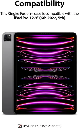 Vista 10 de Ringke Fusion Plus [Funda + soporte para lápices] compatible con iPad Pro 12.9 (6ª generación 2022, 5ª generación 2021), parte trasera dura
