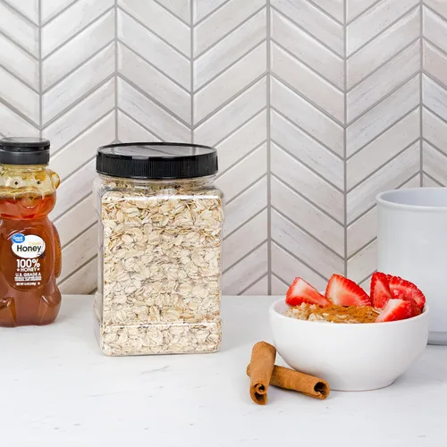 Vista 3 de Cornucopia Brands Tarros cuadrados de plástico de 32 onzas (paquete de 4, cuarto de galón); recipientes rectangulares transparentes de 4 tazas