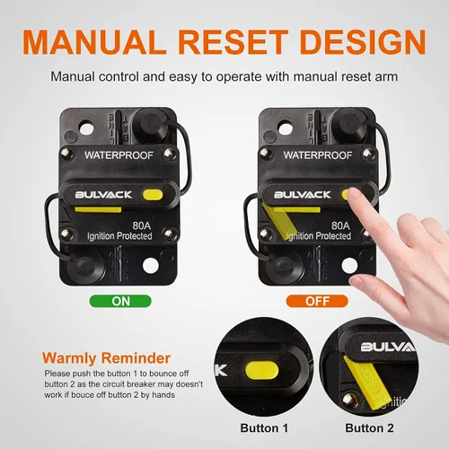 Vista 4 de Disyuntor de 30 amperios con reinicio manual para motores marinos de arrastre de automóvil, barco, ATV, protección de potencia manual para fusibles