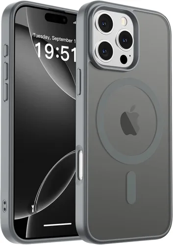 Vista 264 de zapica Funda magnética para iPhone Air, con protector de pantalla de vidrio templado, compatible con MagSafe, translúcida mate, a prueba de golpes
