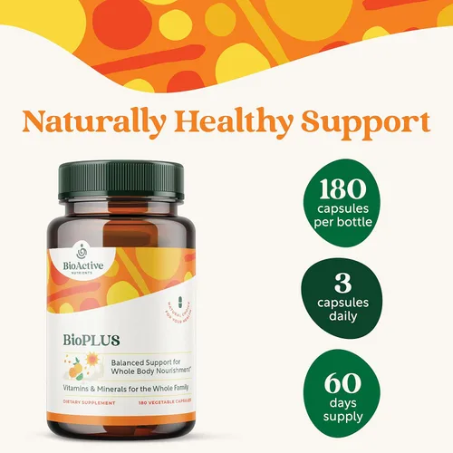 Vista 3 de BIOACTIVE NUTRIENTS BioPlus Multivitamínico Multimineral - Apoya la salud general* - 180 Cápsulas