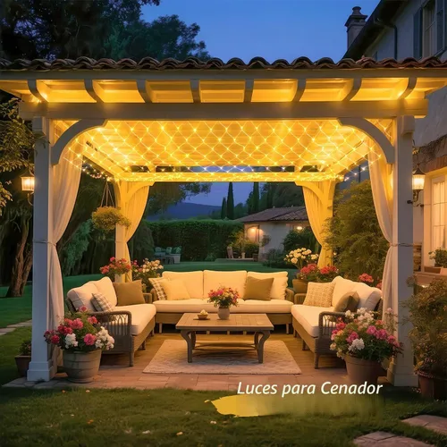 Vista 3 de JMEXSUSS Red de luces de malla para exteriores, 200 luces LED de 9.8 pies x 6.6 pies, luz de red de Navidad al aire libre, impermeable, luz