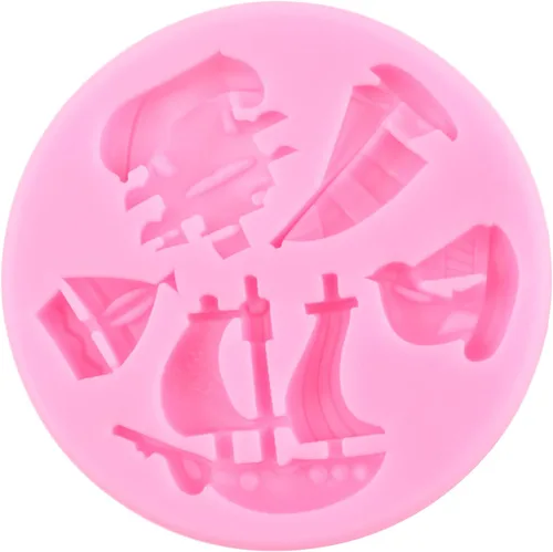 Vista 7 de Molde de silicona con temática pirata, moldes para fondant, brújula de chocolate, monedas del tesoro, molde de caramelo para cupcakes, decoración