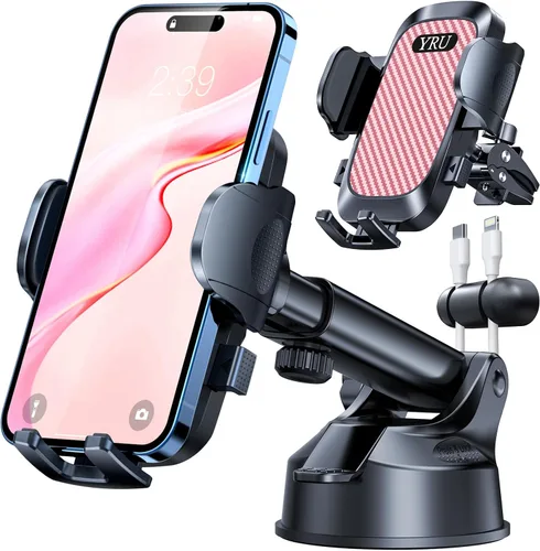 Vista 16 de YRU Soporte de teléfono celular para salpicadero de automóvil, con patente y grado militar, soporte de teléfono celular para ventilación de Negro