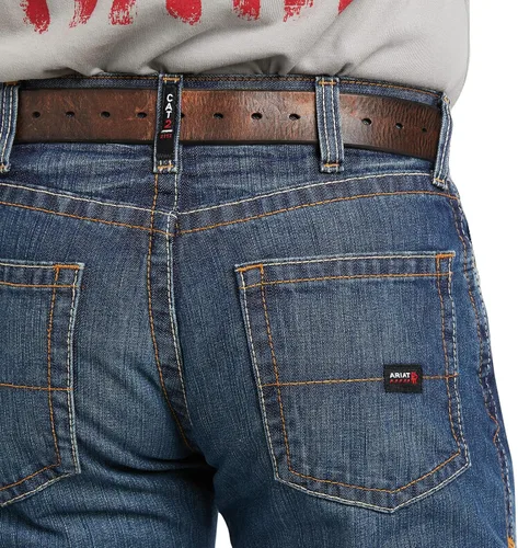 Vista 5 de Jeans para hombre Ariat, no Inflamable M5, ajuste entallado, corte recto