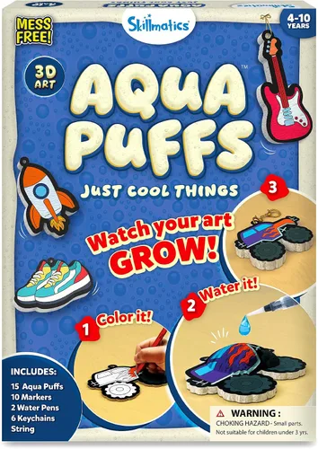 Vista 10 de Skillmatics Aqua Puffs - Kit de arte 3D, animales, pintura sin desorden por números, manualidades para niños, actividades de color de bricolaje
