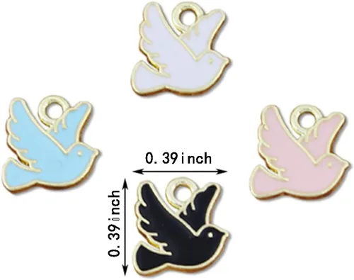 Vista 2 de Collar con dijes para paloma, accesorios para palomas, pájaros, accesorios para bricolaje, 50 piezas de manualidades de palomas para hacer joyas