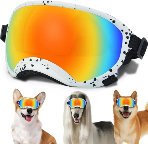 Vista 36 de Gafas de sol para perros medianos con correa ajustable, protección UV, gafas de sol para cachorros a prueba de viento, adecuadas para mascotas