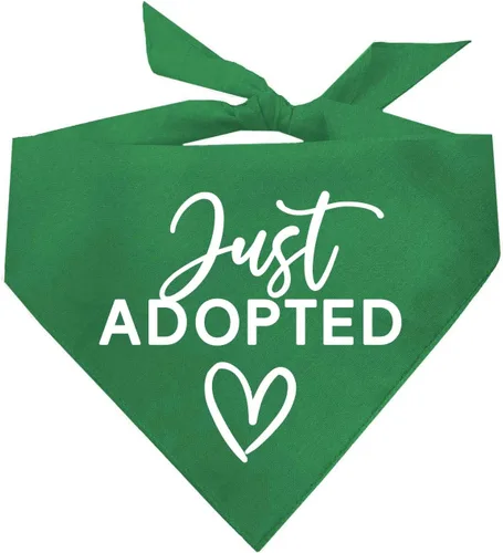 Vista 10 de Just Adopted - Bandana para perro, triángulo ajustable 100% algodón, fabricada en Estados Unidos, sesión de fotos para eventos de adopción, rescate