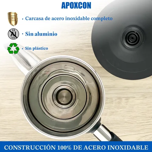 Vista 3 de APOXCON Cafetera eléctrica de acero inoxidable con perilla de progreso de preparación transparente, botón de vidrio resistente y interruptor