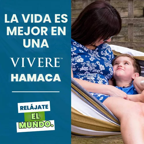 Vista 8 de Vivere Hamaca Doble de Algodón con Soporte de Acero que Ahorra Espacio, Cuerdas Terminales de Poliéster Mejoradas Capacidad de 450 lb - Bolsa