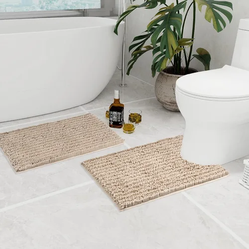 Vista 99 de Walensee Alfombra de baño antideslizante (32x20, azul oscuro) absorbente de agua, súper suave, felpilla peluda, lavable a máquina, se seca