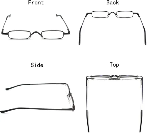 Vista 4 de Mini gafas de lectura de metal súper ligeras con estuche compacto, negro, plomizo