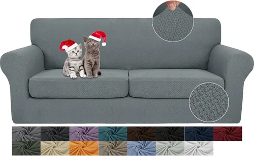 Vista 17 de JIVINER Fundas de sofá de 3 piezas para sofá de 2 cojines, funda elástica para sofá con 2 fundas de cojín de asiento extra grandes, fundas de sofá