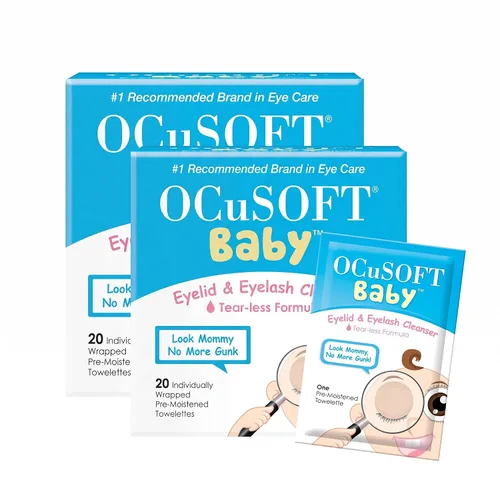 Vista 7 de OCuSOFT Limpiador de párpados y pestañas para bebés, toalla prehumedecida