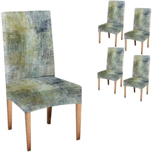 Vista 39 de TOMWISH Juego de 2 fundas para sillas de comedor, color turquesa y gris, fundas elásticas para sillas Parsons, de elastano, lavables, protectores
