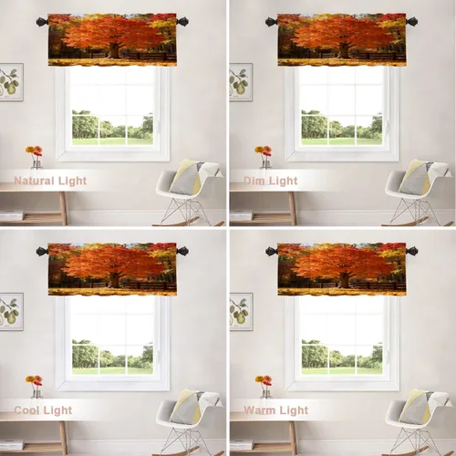 Vista 244 de Shrahala Orange Autumn Autumn Blackout Curtain Tiers, Fall Kitchen Valance Light Blocking Tier Drapes with Rod Pocket, 2 Pack 26 X 24 in