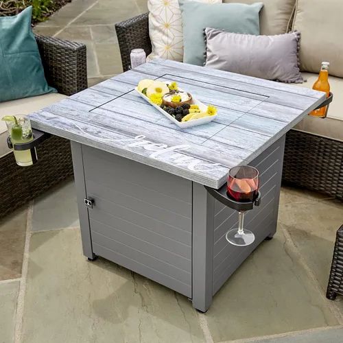 Vista 7 de Mesa de fuego cuadrada de gas Relax Gray de 30 pulgadas