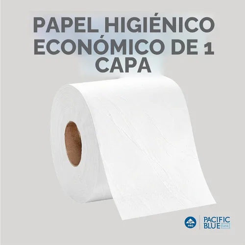 Vista 5 de Papel higiénico Pacific Blue Basic de 1 capa (anteriormente con la marca Envision), 14448/01, 1,500 hojas por rollo, 48 rollos por caja