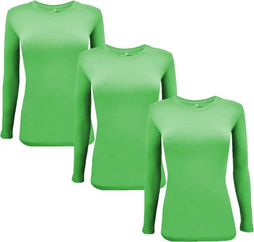 Vista 108 de Natural Uniforms Camiseta Under Scrub para mujer, cuello redondo, manga larga, paquete de 3, paquete múltiple de 3