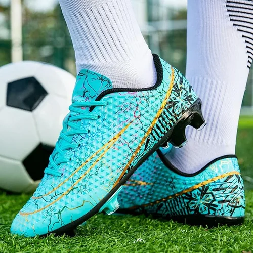 Vista 5 de DHOVOR Botines de fútbol para hombre y mujer, antideslizantes, para atletismo, botas de fútbol juveniles, unisex, ligeras, para exteriores