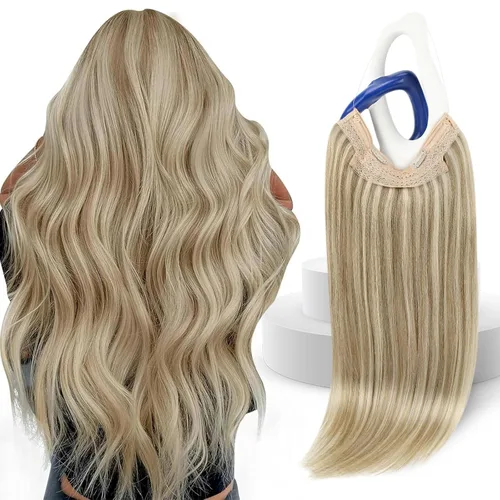 Vista 10 de Sunny - Extensiones de cabello humano real, con cable/hilo y clips ajustables, aplicación invisible, 2.82 onzas, 12 pulgadas, color rubio cenizo