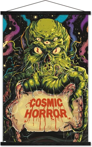 Vista 8 de Trends International Cthulhu Monster - Póster clásico de pared de terror, 22.375 x 34 pulgadas, paquete de impresión premium y colgador de madera