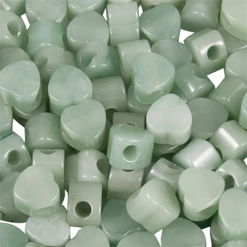 Vista 9 de TUMBEELLUWA Cuentas de piedra para hacer joyas, cuentas sueltas con forma de corazón de cristal curativo con agujero grande, paquete de 15, cuarzo