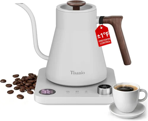 Vista 12 de Hervidor eléctrico de cuello de cisne para verter sobre café, control de precisión de ±1 °F, calefacción inteligente de dos etapas, 2 horas de Negro