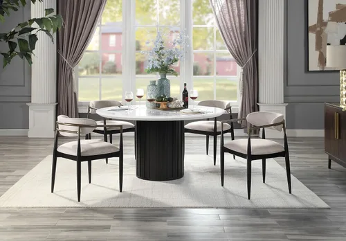 Vista 2 de Acme Jaramillo Barrel - Silla lateral en color beige y negro (juego de 2)
