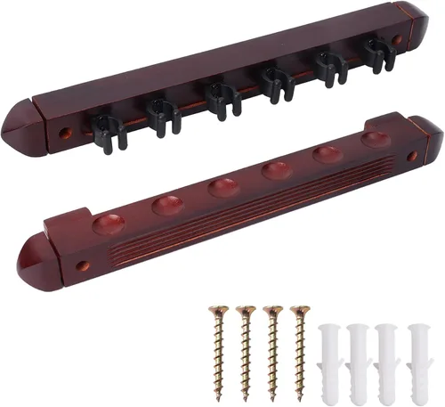 Vista 20 de GSE 2-Piece Wooden Wall Mounted Billiard Pool Cue Rack Holds 6/8/12 Cues Several Colors Available, Pool Stick Holder Only, Space-Saving, Billiard