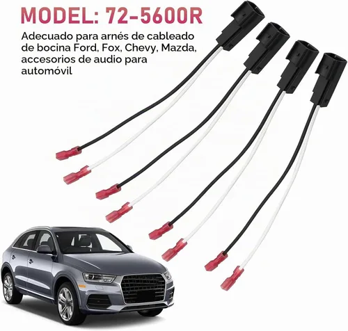 Vista 6 de 4 piezas de arnés de cableado de altavoz de auto, adaptador de conector de altavoz para puerta delantera trasera, piezas de reemplazo 72-5600