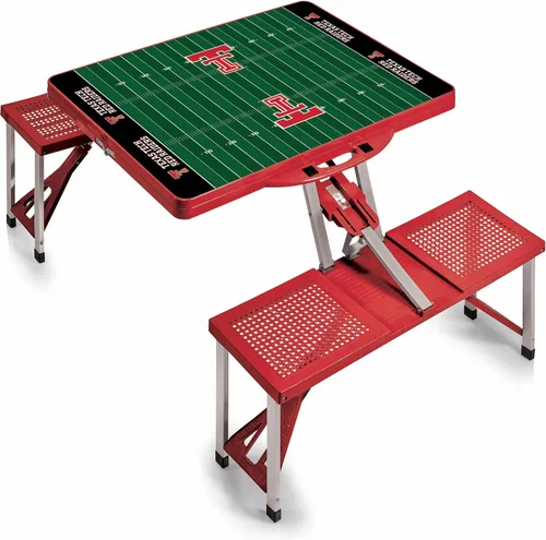 Vista 46 de PICNIC TIME NCAA North Carolina Tar Heels Folding Picnic Table - Camping Table - Outdoor Table with Umbrella Hole Negro