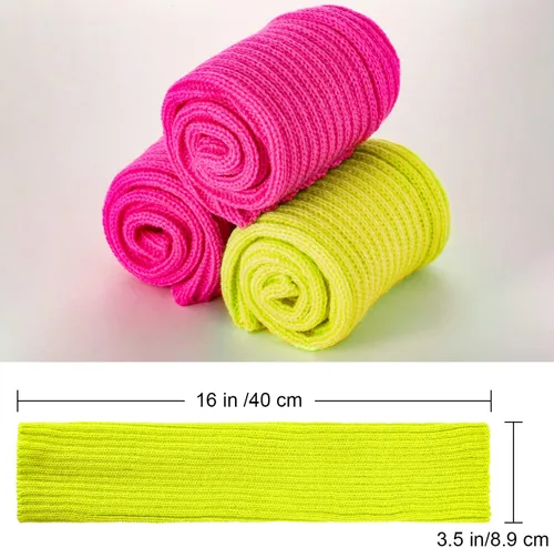 Vista 2 de Syhood Calentadores de piernas de neón de los años 80 para mujer, calentador de piernas acanalado para accesorios de fiesta