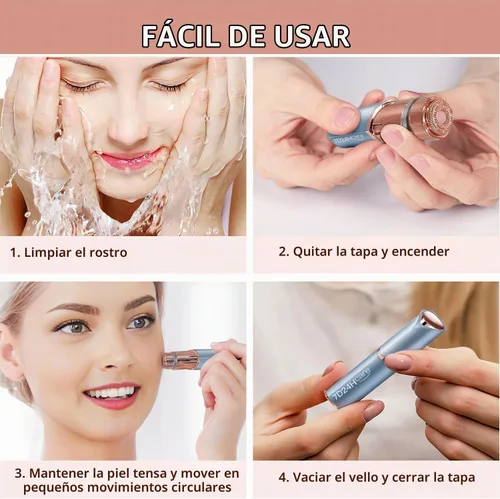 Vista 5 de Facial Hair Remover for Women, Rechargeable, 2 Replacement Heads